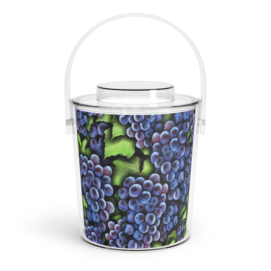Grapes Pattern Ice Bucket with Tongs
