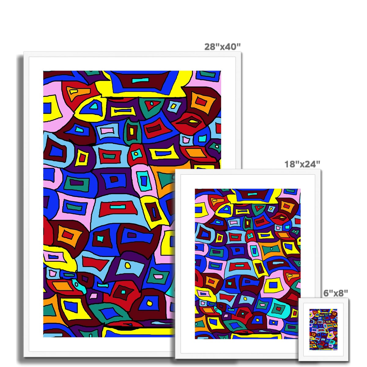 Wavy Square Pattern Framed & Mounted Print