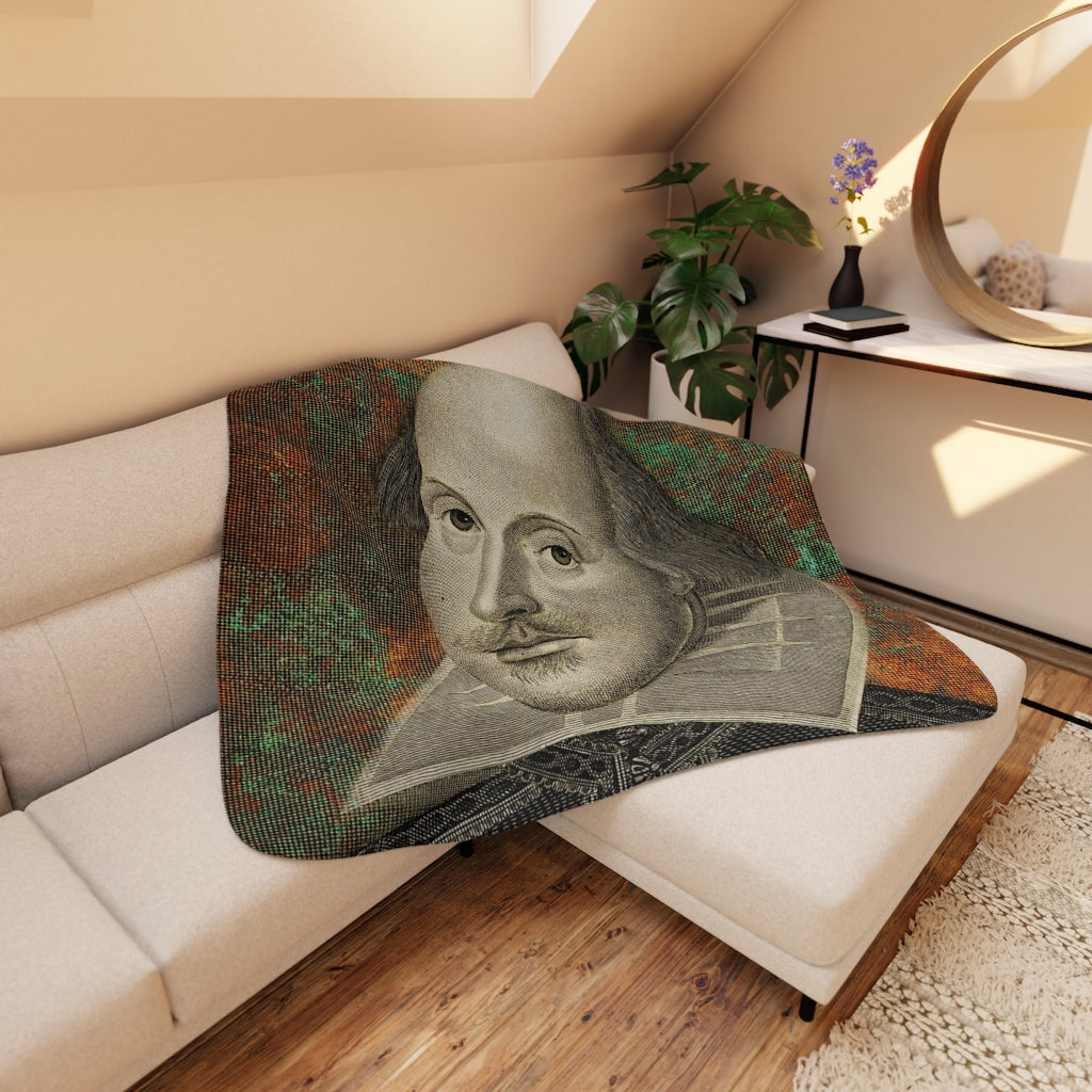 William Shakespeare Tan Sherpa Blanket