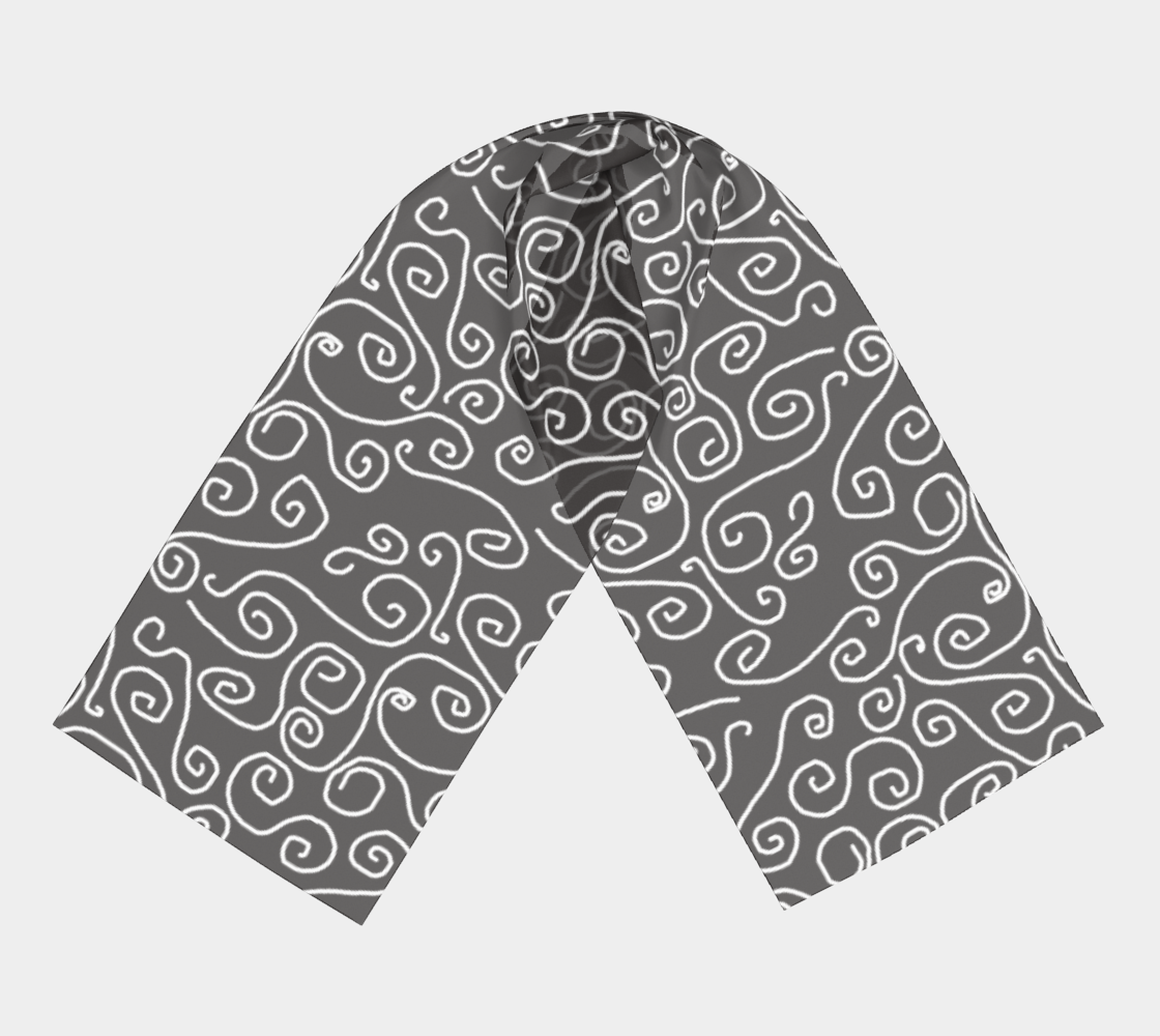 White Swirls On Gray Long Scarf