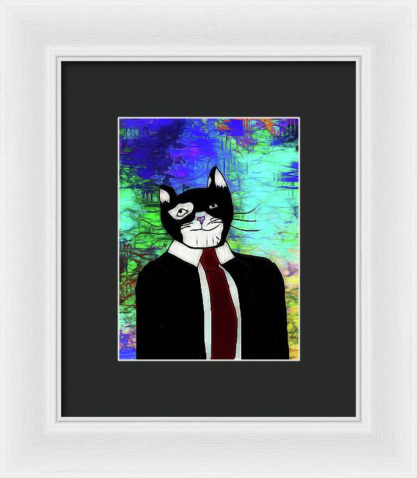 Cat In A Tie - Framed Print