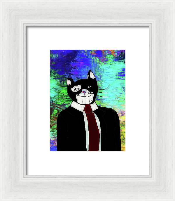 Cat In A Tie - Framed Print