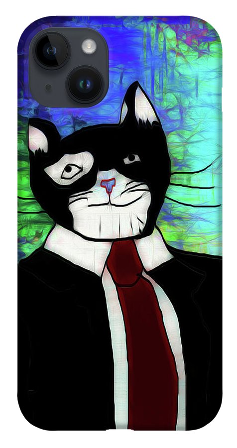 Cat In A Tie - Phone Case