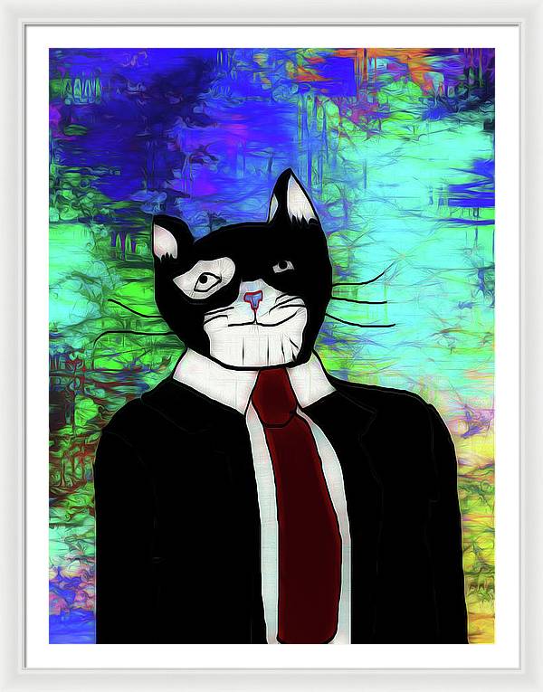Cat In A Tie - Framed Print