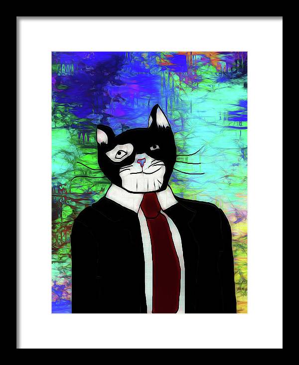 Cat In A Tie - Framed Print