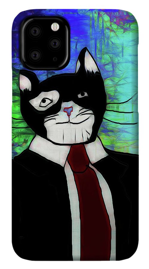 Cat In A Tie - Phone Case
