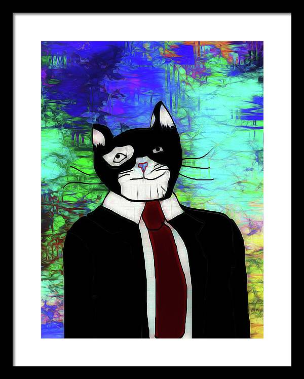Cat In A Tie - Framed Print