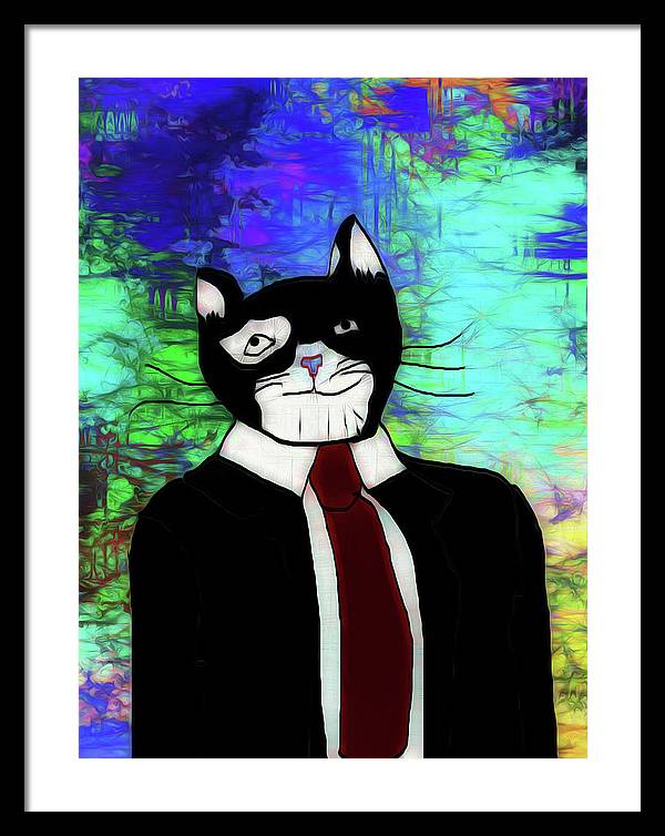 Cat In A Tie - Framed Print