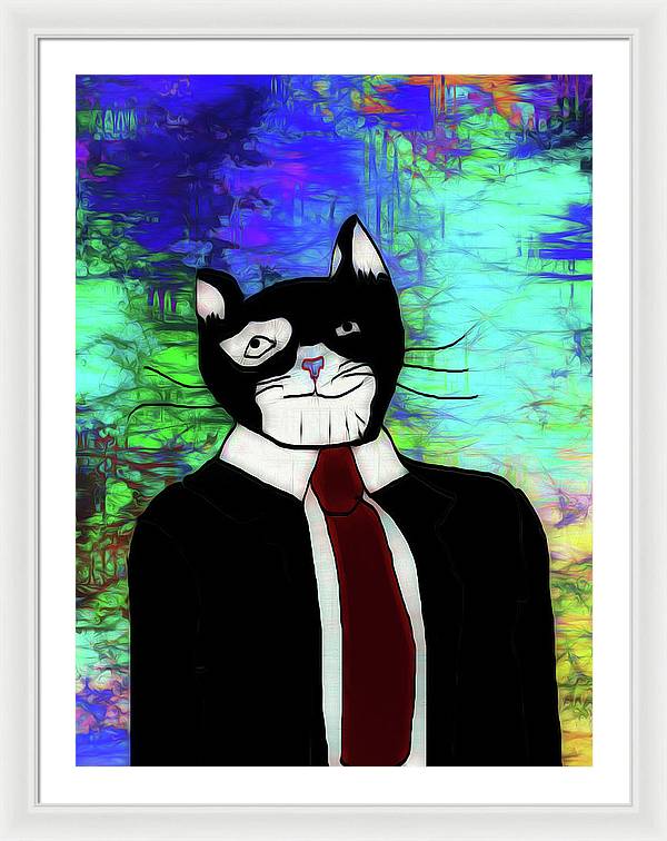 Cat In A Tie - Framed Print