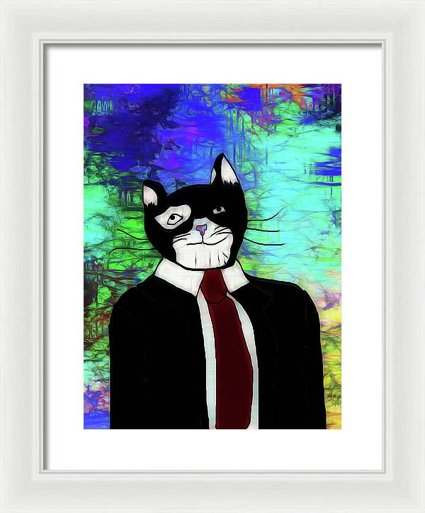 Cat In A Tie - Framed Print