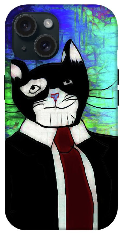 Cat In A Tie - Phone Case