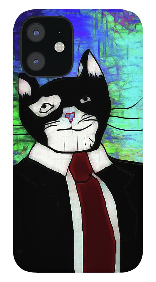Cat In A Tie - Phone Case