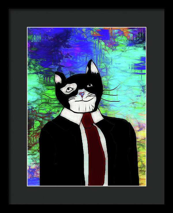 Cat In A Tie - Framed Print