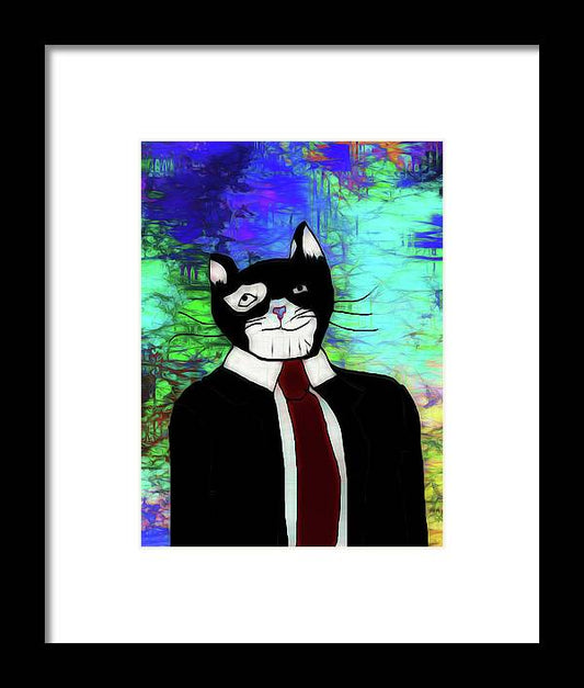 Cat In A Tie - Framed Print