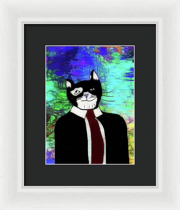 Cat In A Tie - Framed Print