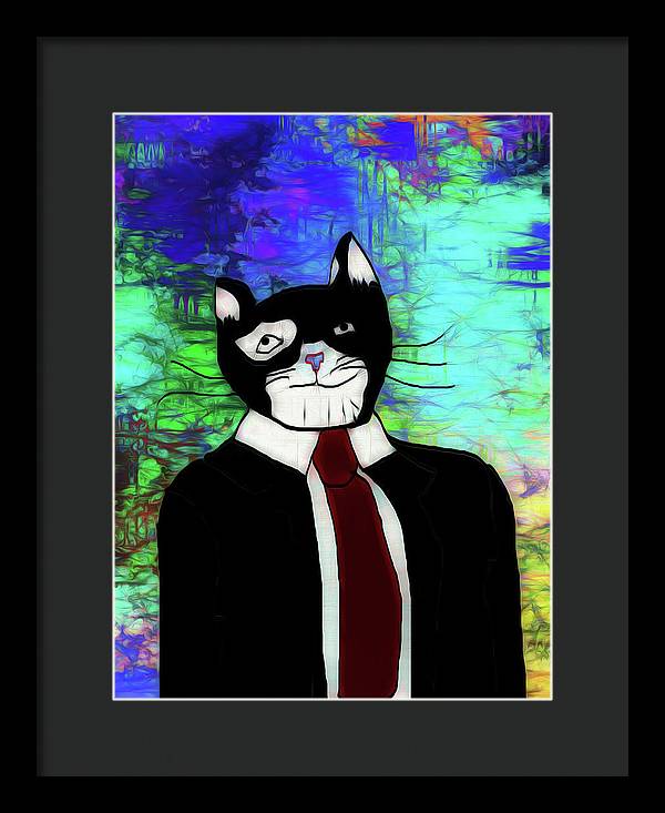 Cat In A Tie - Framed Print