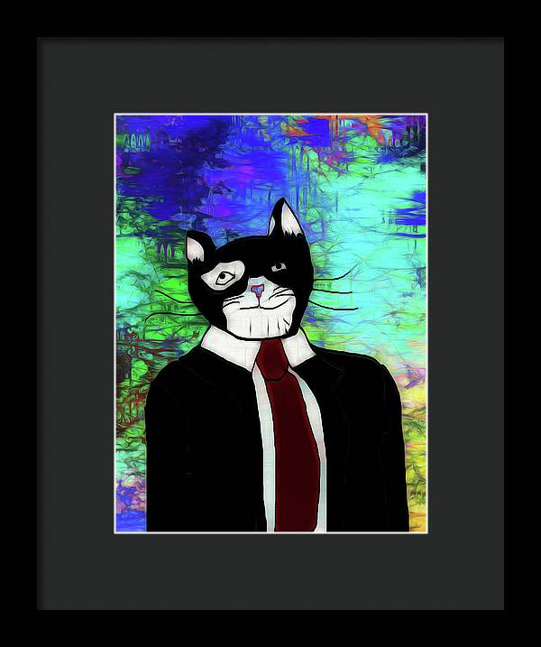 Cat In A Tie - Framed Print