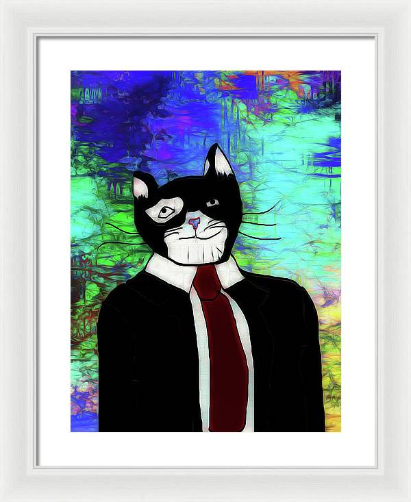 Cat In A Tie - Framed Print