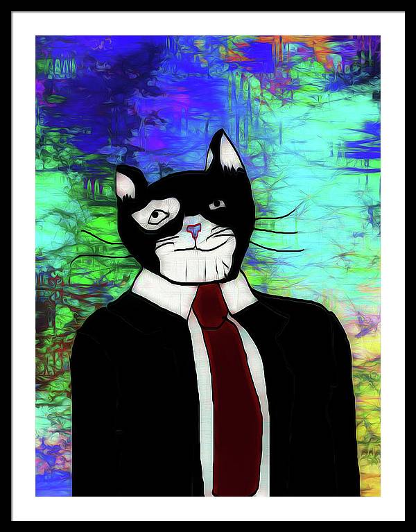 Cat In A Tie - Framed Print