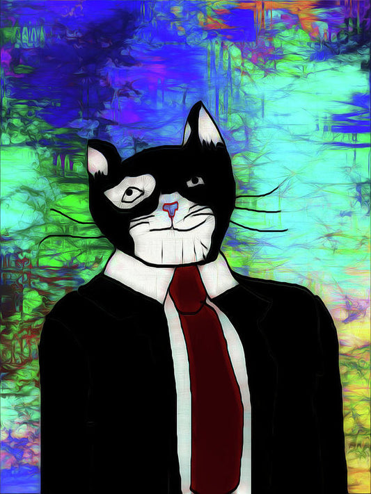 Cat In A Tie - Art Print