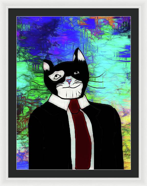 Cat In A Tie - Framed Print