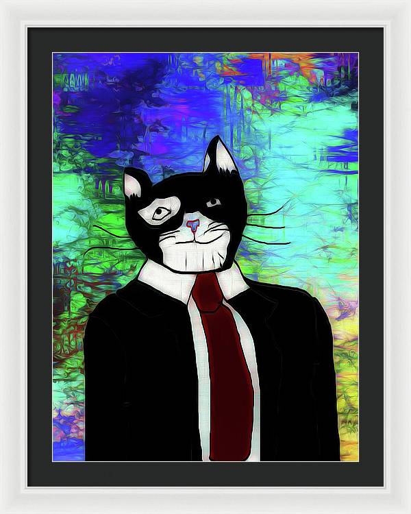 Cat In A Tie - Framed Print