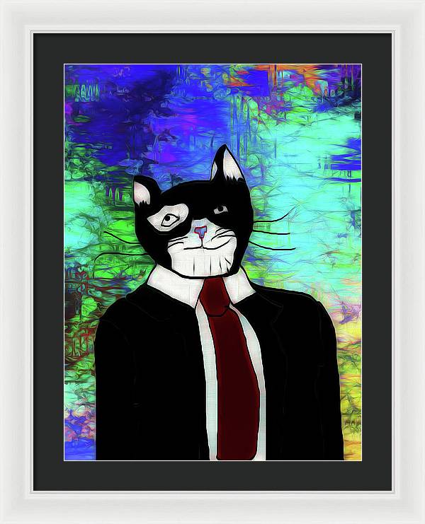 Cat In A Tie - Framed Print