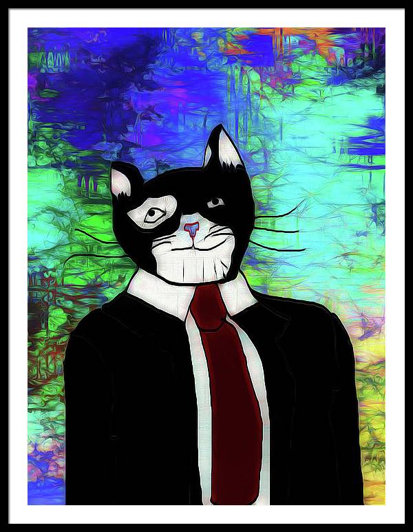 Cat In A Tie - Framed Print