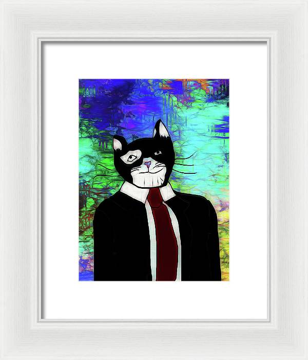 Cat In A Tie - Framed Print