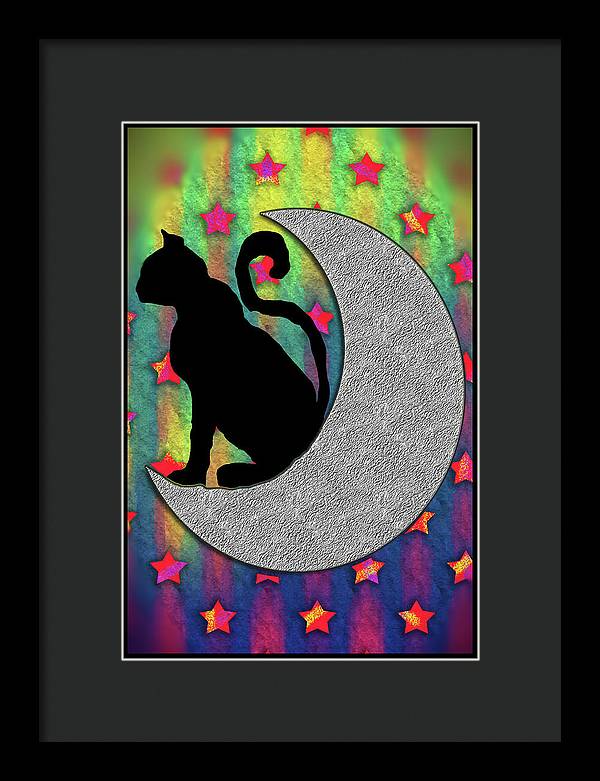 Cat On A Moon - Framed Print