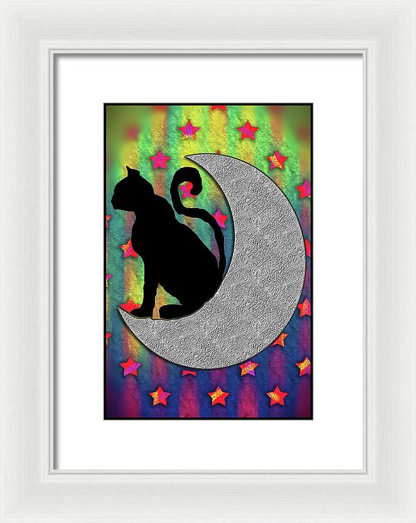 Cat On A Moon - Framed Print