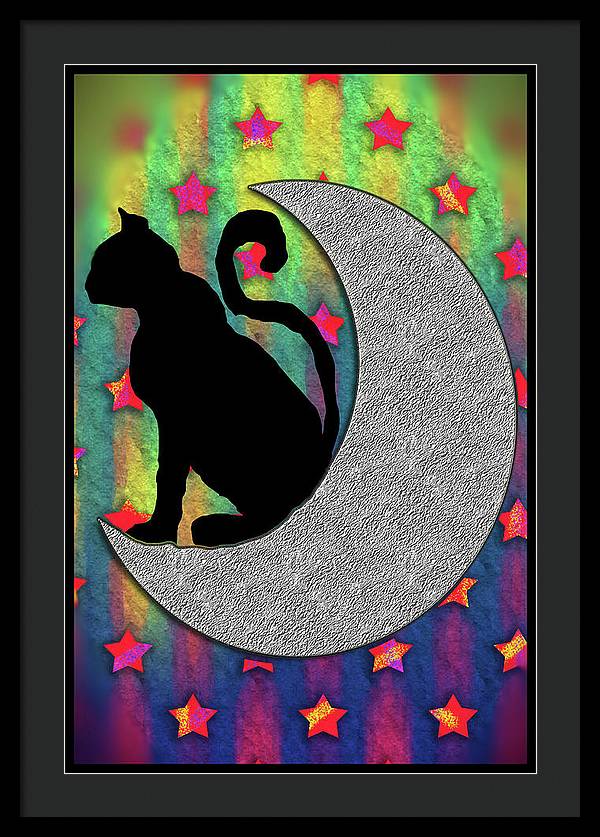 Cat On A Moon - Framed Print