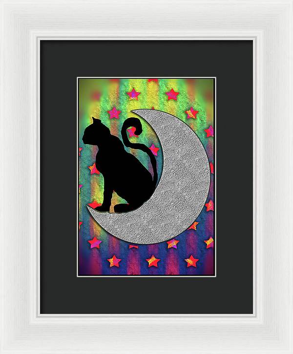 Cat On A Moon - Framed Print