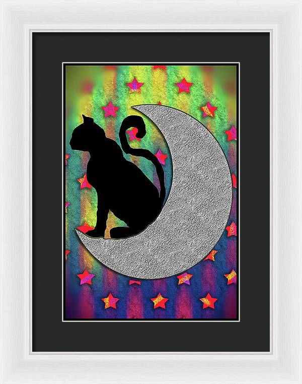 Cat On A Moon - Framed Print