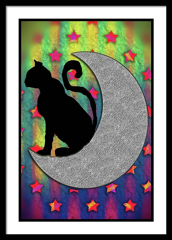 Cat On A Moon - Framed Print