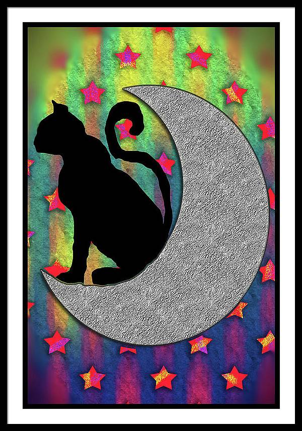 Cat On A Moon - Framed Print