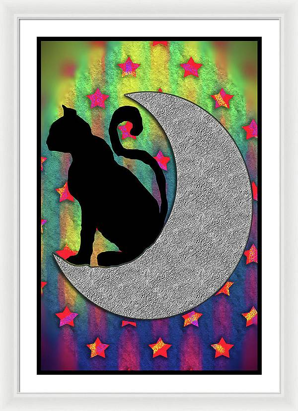 Cat On A Moon - Framed Print