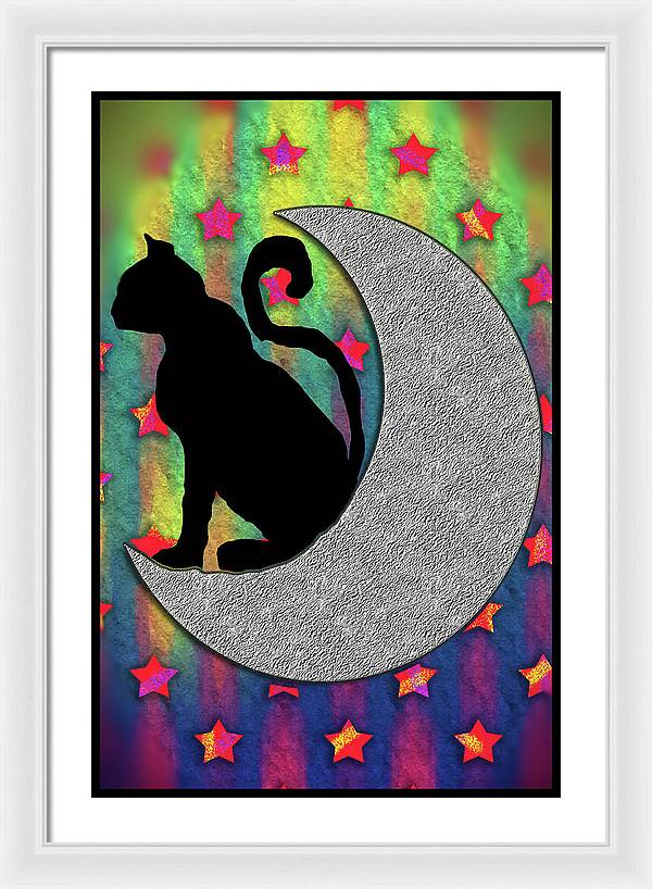 Cat On A Moon - Framed Print