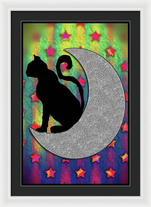 Cat On A Moon - Framed Print