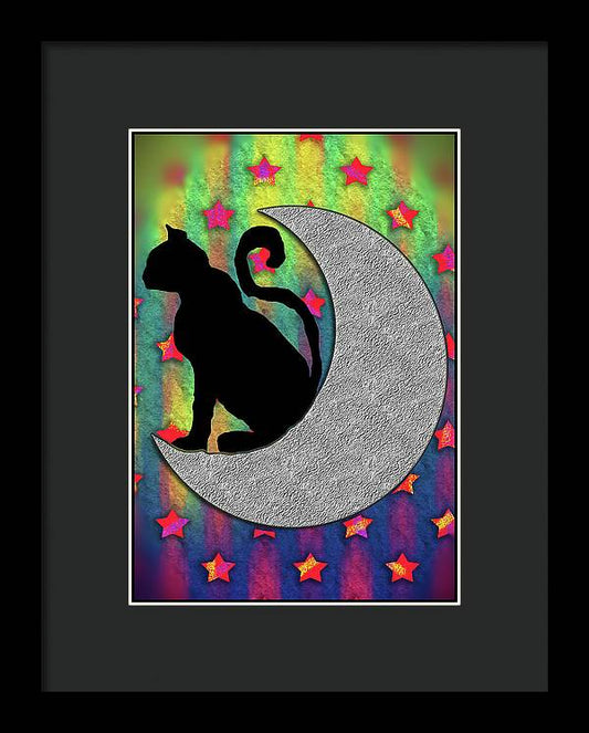 Cat On A Moon - Framed Print