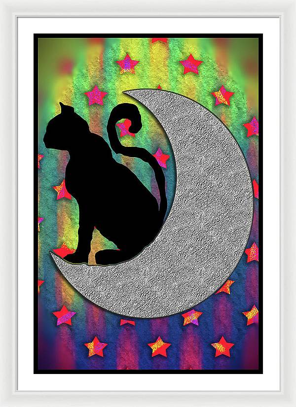 Cat On A Moon - Framed Print