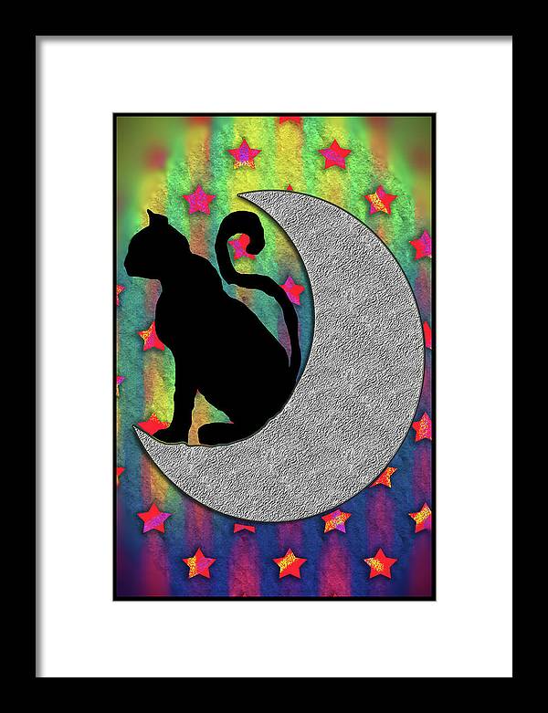 Cat On A Moon - Framed Print