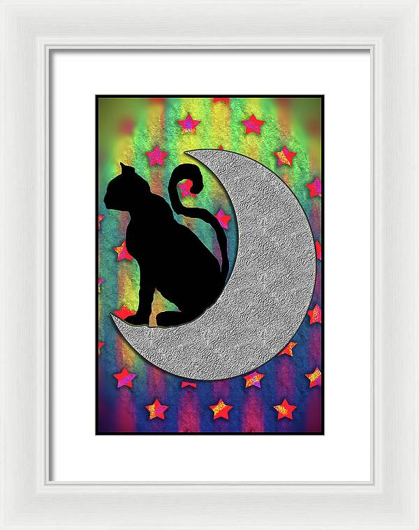 Cat On A Moon - Framed Print