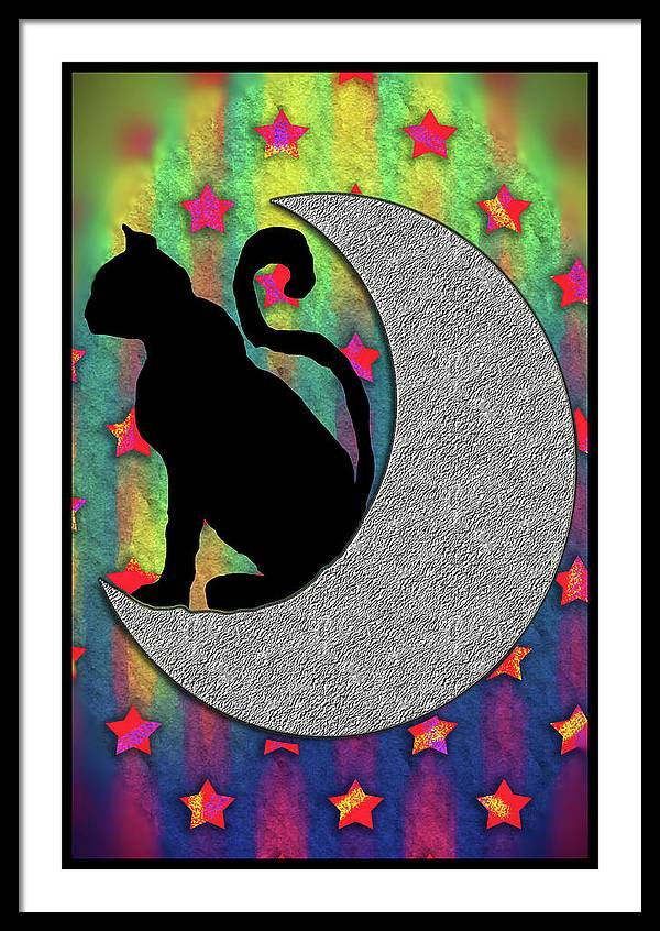 Cat On A Moon - Framed Print