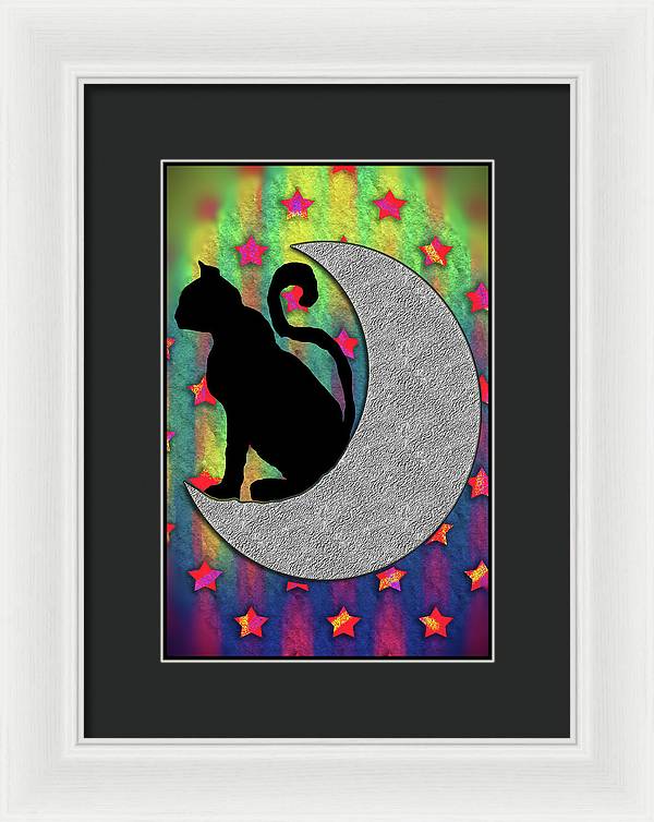 Cat On A Moon - Framed Print