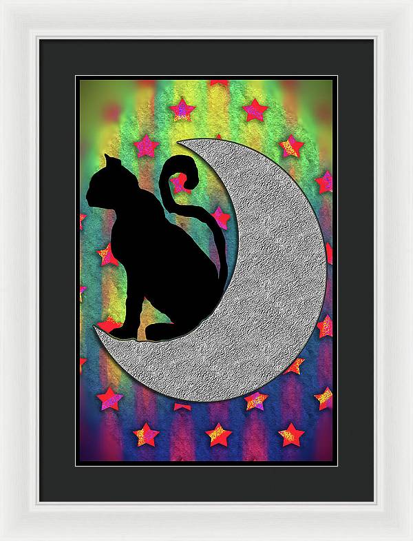 Cat On A Moon - Framed Print