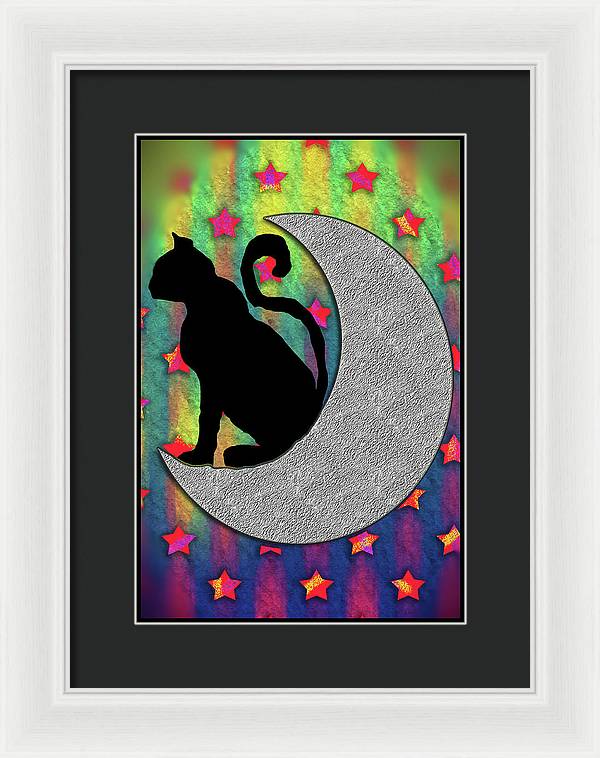 Cat On A Moon - Framed Print