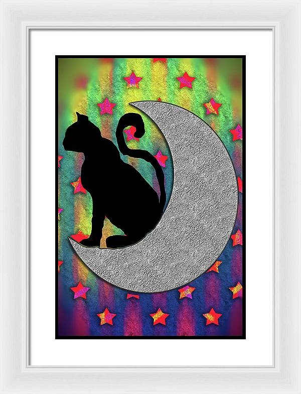 Cat On A Moon - Framed Print
