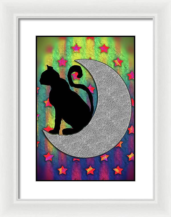 Cat On A Moon - Framed Print