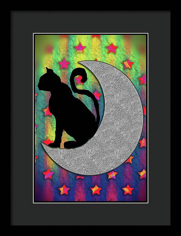 Cat On A Moon - Framed Print